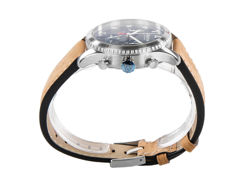 Montre à Quartz Alpina Startimer Pilot, 41 mm, Bleu, Jour, AL-372NW4S26