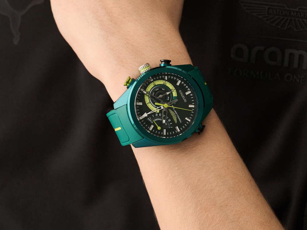 Montre à Quartz Aston Martin F1 Team KRS, Noir, 44 mm, Chronographe, MTFR1F602