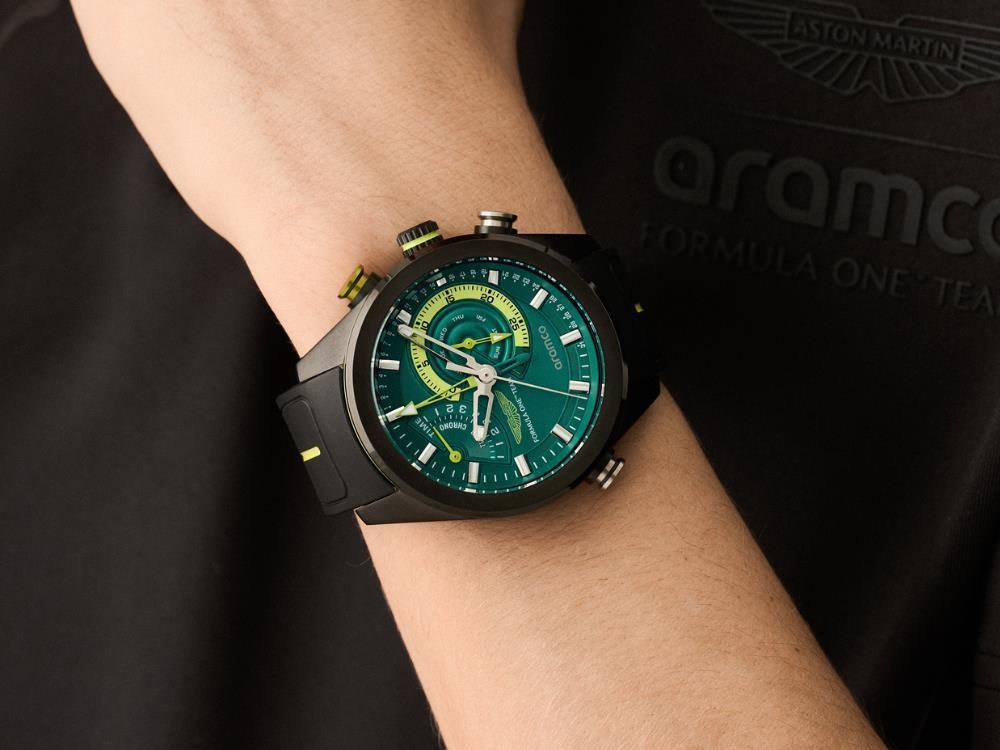 Montre à Quartz Aston Martin F1 Team KRS, Vert, 44 mm, Chronographe, MTFR1F603