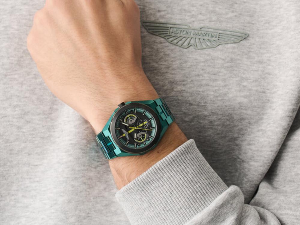 Montre à Quartz Aston Martin Thrill, Acier Recyclé, Noir, 42 mm, MTRI2S606