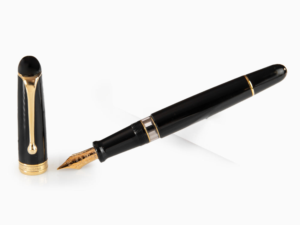 Stylo Plume Aurora 88 Big, Résine Noire, Plaqué or, 800