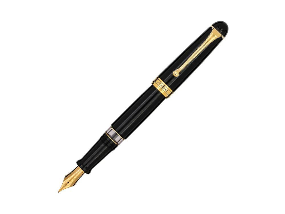 Stylo Plume Aurora 88 Big, Résine Noire, Plaqué or, 800