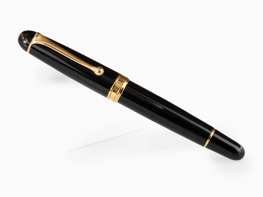 Stylo Plume Aurora 88 Big, Résine Noire, Plaqué or, 800