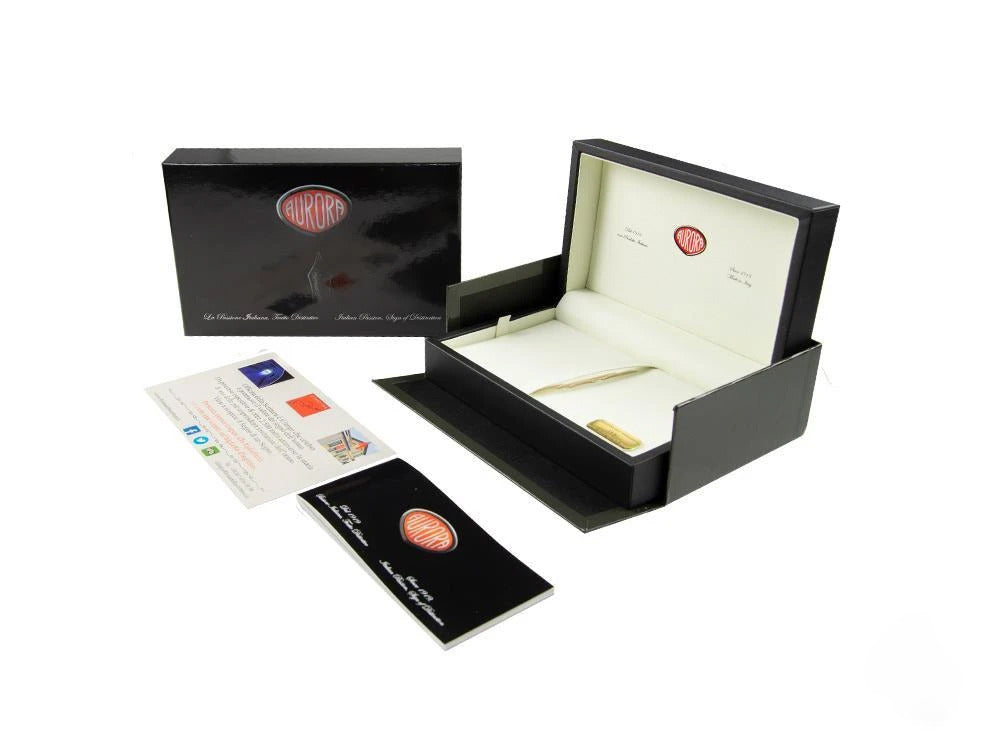 Stylo Plume Aurora 88 Big, Résine Noire, Plaqué or, 800