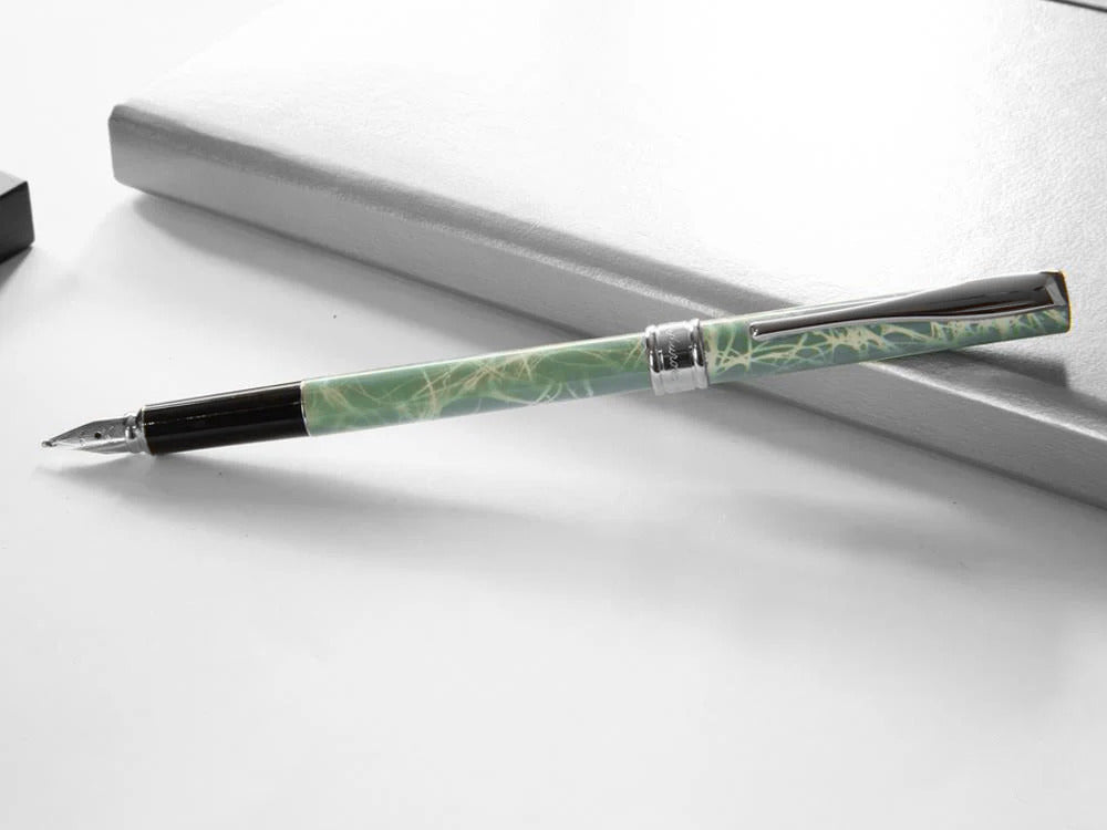 Stylo Plume Aurora Magellano, Laque, Attributs Chromés, Bleu, A18CA