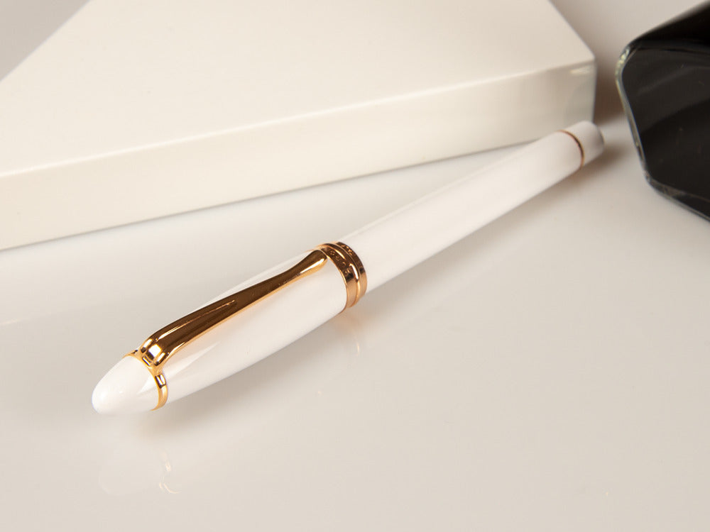 Stylo Plume Aurora Ipsilon Hiver, Résine, Blanc, Or Rose, B11-PW