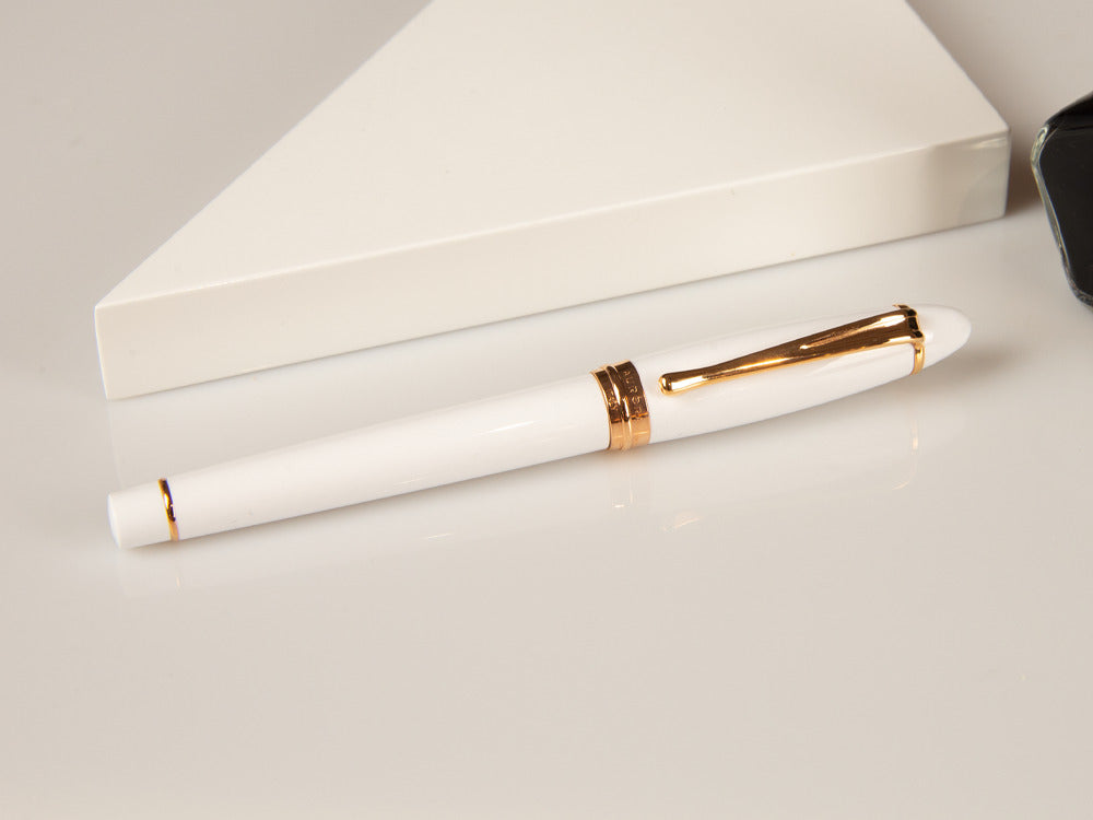 Stylo Plume Aurora Ipsilon Hiver, Résine, Blanc, Or Rose, B11-PW