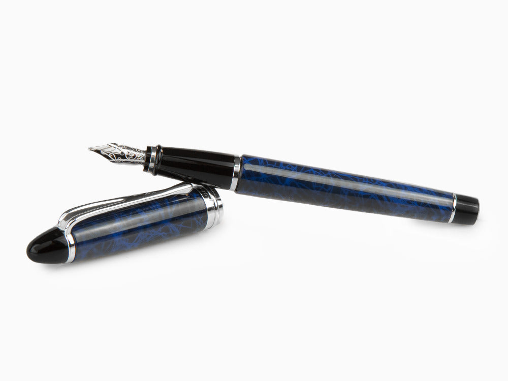 Stylo Plume Aurora Ipsilon Blue Night, Laque, Bleu, Chrome, B13-CB