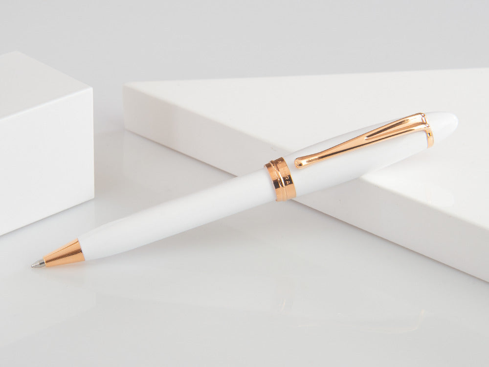 Stylo bille Aurora Ipsilon Hiver, Résine, PVD Or Rosé, Blanc, B31-PW
