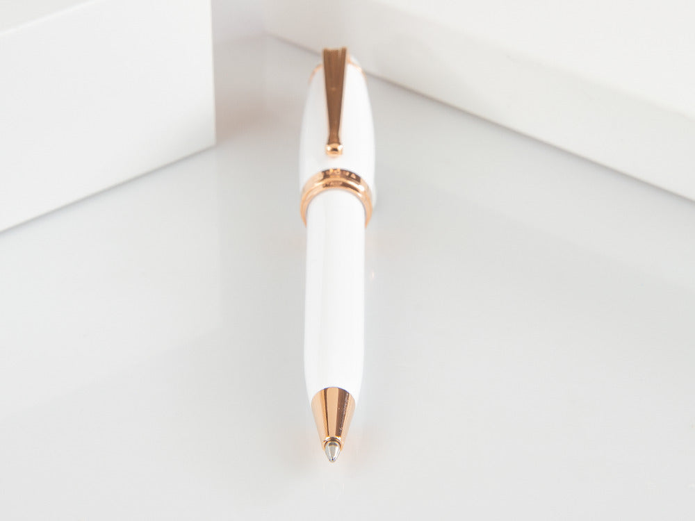 Stylo bille Aurora Ipsilon Hiver, Résine, PVD Or Rosé, Blanc, B31-PW