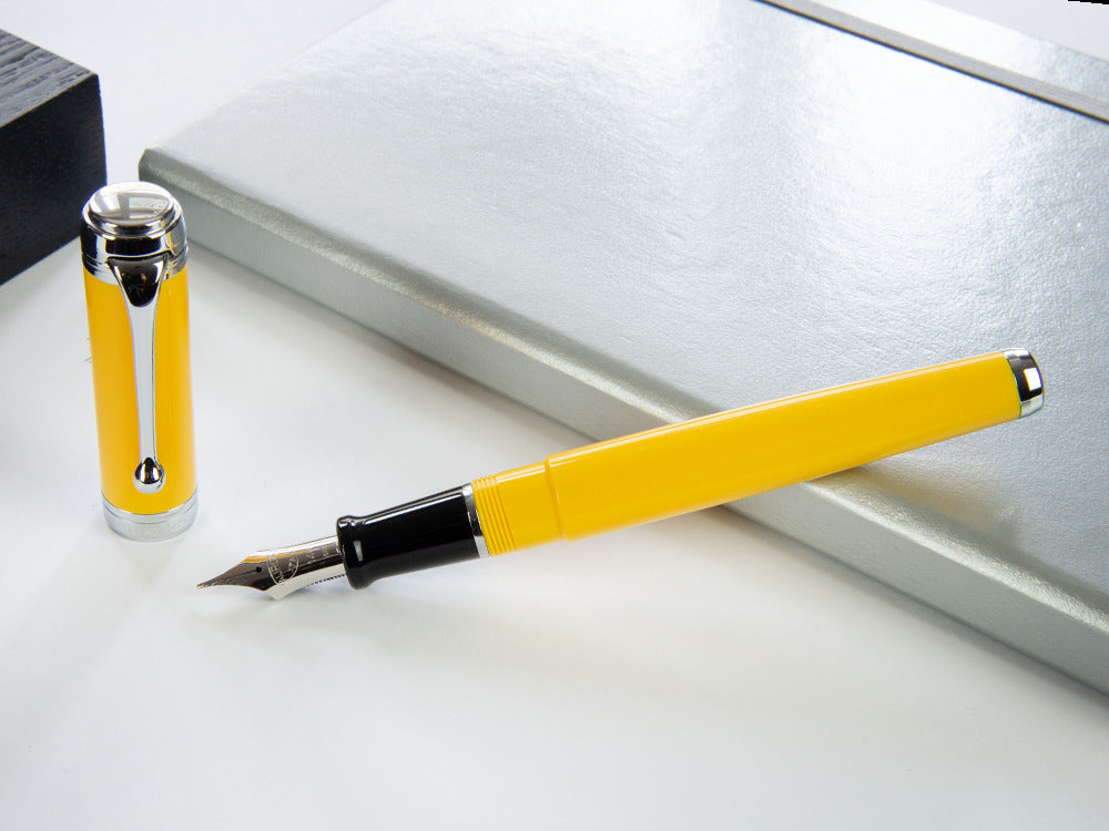 Stylo Plume Aurora Talentum Big en Résine Jaune et Chrome
