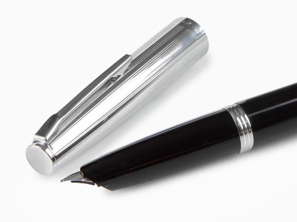 Stylo Plume Aurora Duo-Cart, Résine Noire, Chrome, DC57-CNM