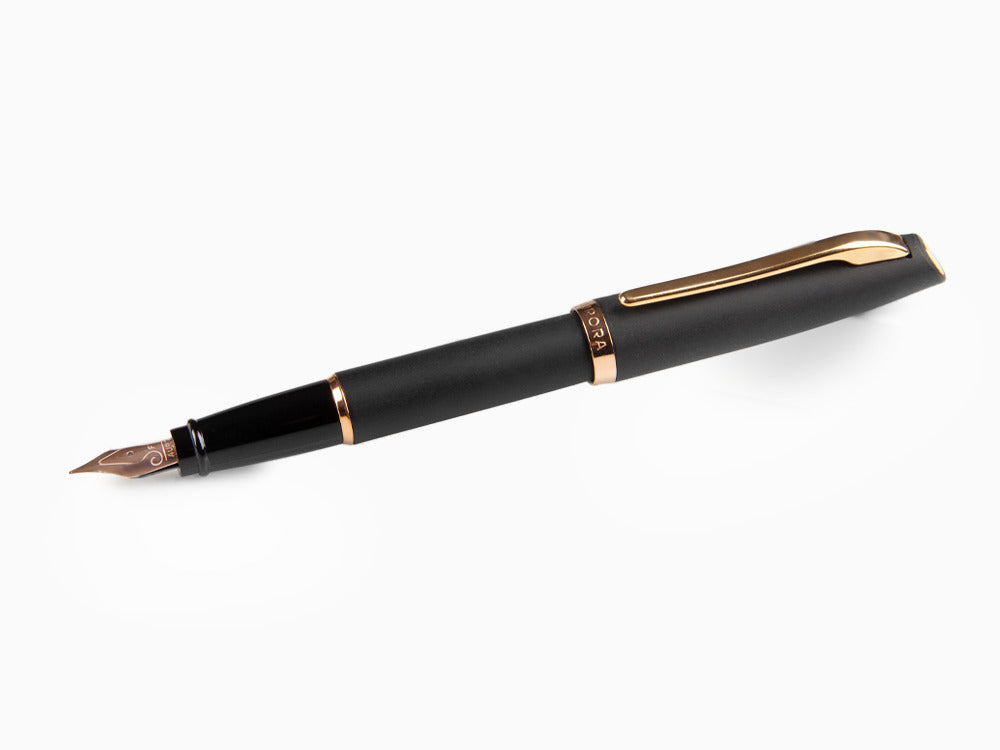 Stylo Plume Aurora Style, Résine Noire, Attributs Or rose, E20PN