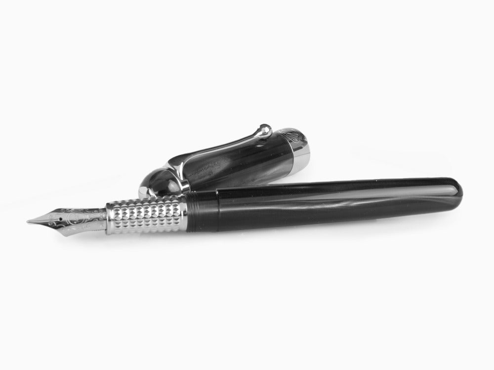 Stylo Plume Aurora Alpha, Résine Noire, Attributs Chromés, H11CN