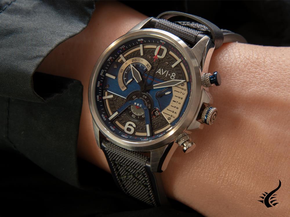 Montre à Quartz AVI-8 Hawker Harrier II, Bleu, 43 mm, AV-4056-04