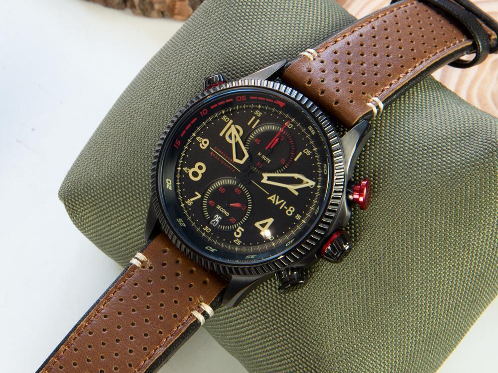 Montre à Quartz AVI-8 Hawker Hunter Duke Chronograph Tangmere, Noir, AV-4080-04