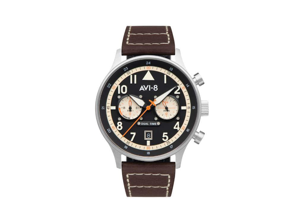 Montre à Quartz AVI-8 Hawker Hurricane Carey Dual Time Manston, Noir, AV-4088-01