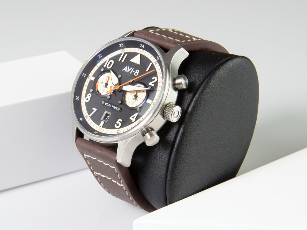 Montre à Quartz AVI-8 Hawker Hurricane Carey Dual Time Manston, Noir, AV-4088-01