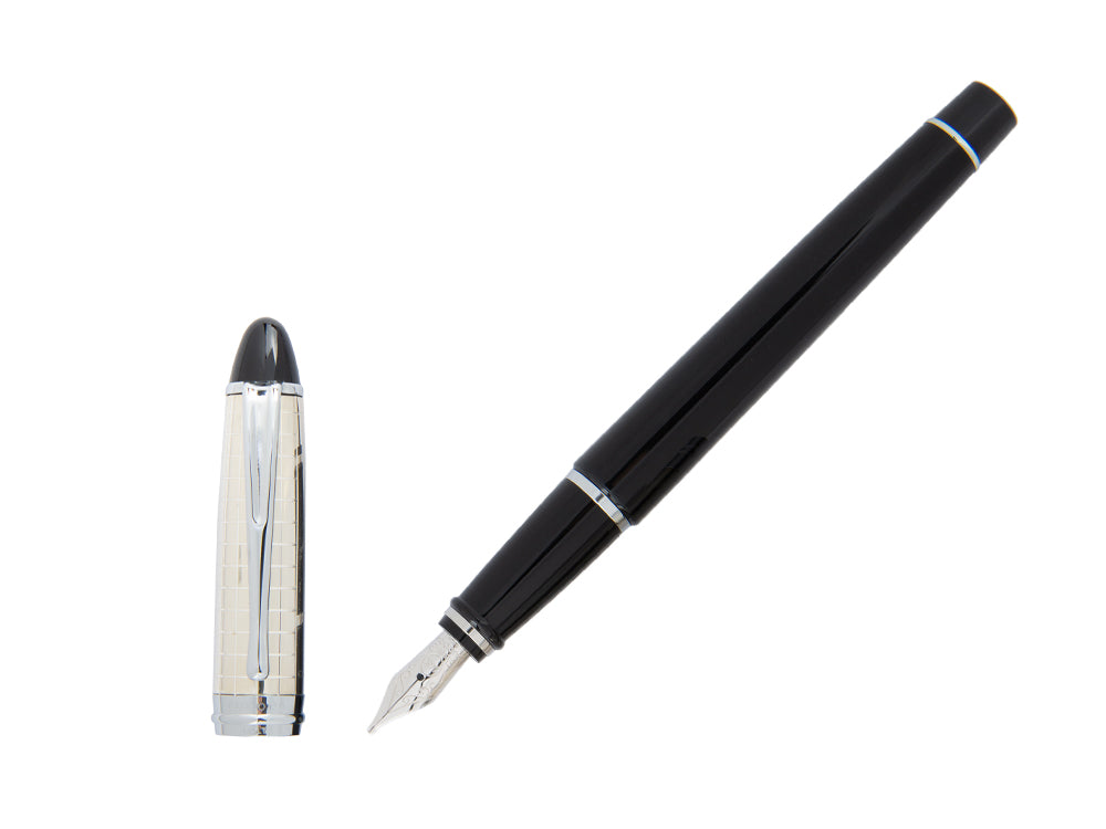 Stylo Plume Aurora Ipsilon Quadra, Résine, Noir, Argent, B14CQN