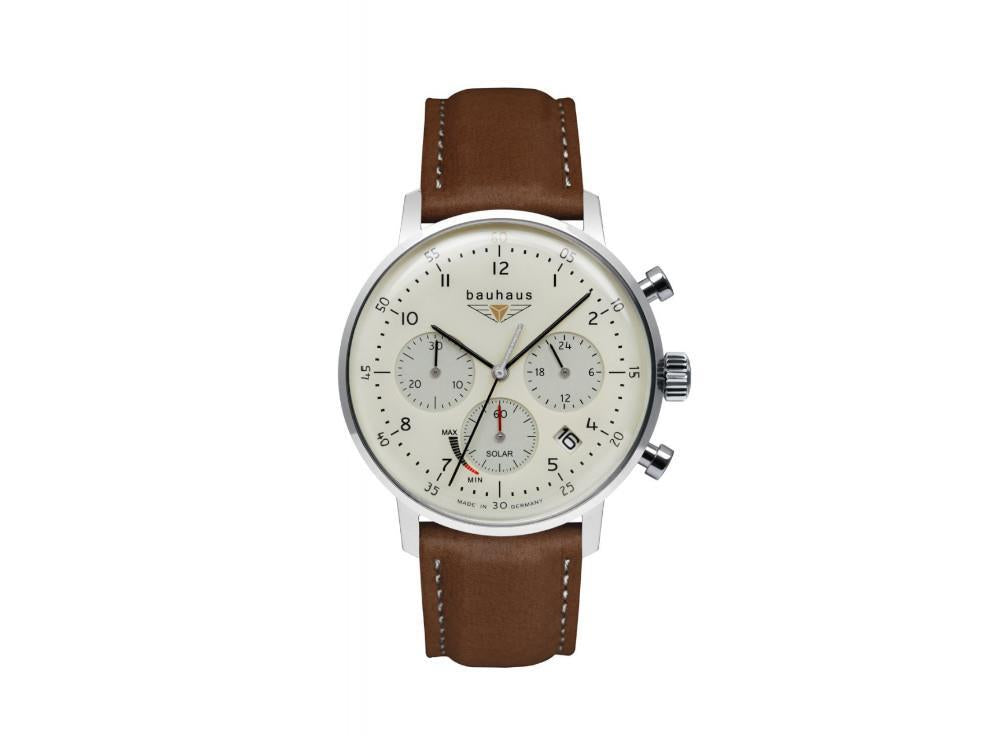 Montre à Quartz Bauhaus Solar Chronograph, Beige, 41 mm, Jour, 2086-5