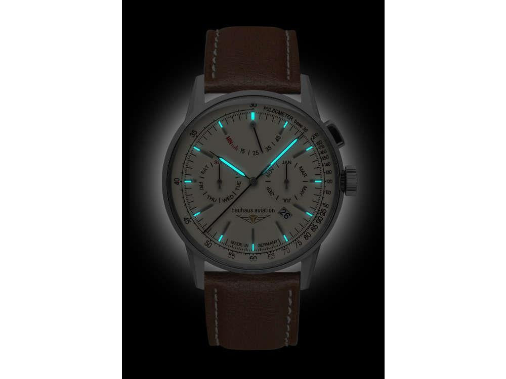 Montre Automatique Bauhaus Aviation G38 Dessau, Beige, 42 mm, Miyota, 2362-5