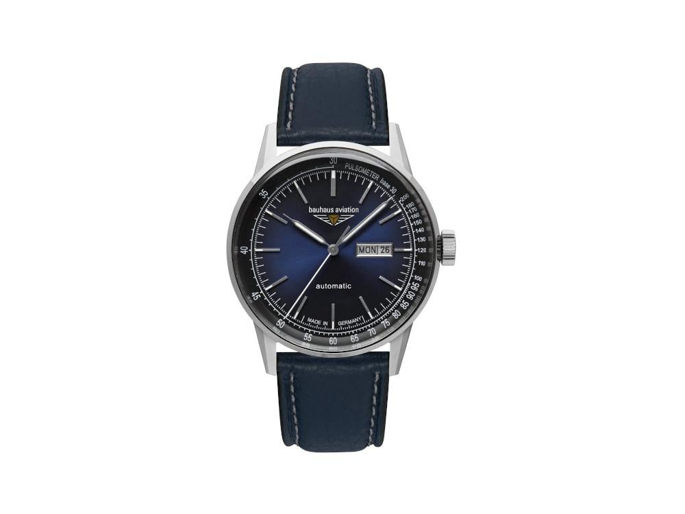 Montre Automatique Bauhaus Aviation G38, Bleu, 42 mm, Jour et Date, 2366-3