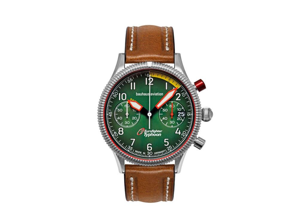 Montre à Quartz Bauhaus Aviation, Vert, 41 mm, Chronographe, Jour, 2576-4