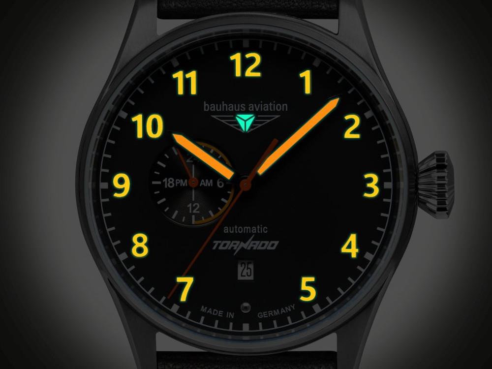 Montre Automatique Bauhaus Aviation Tornado, Noir, 42 mm, Día, 2764-5