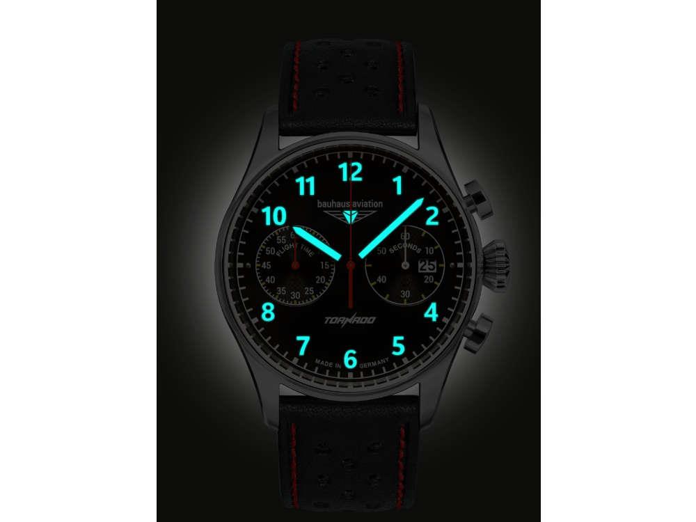 Montre à Quartz Bauhaus Aviation Tornado, Noir, 42 mm, 2770-2