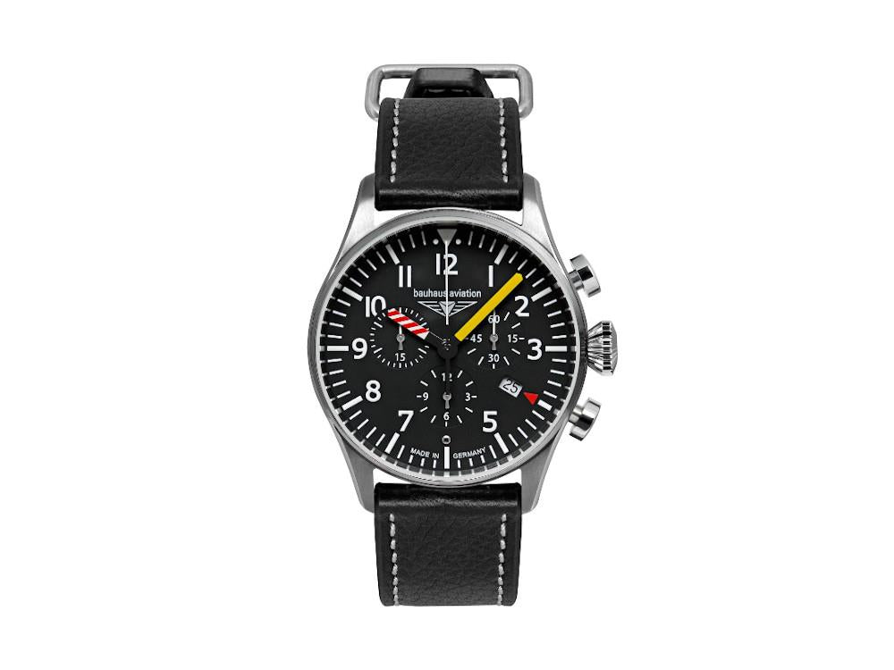 Montre à Quartz Bauhaus Aviation Flight Control, Noir, 41 mm,Chronographe,2788-5