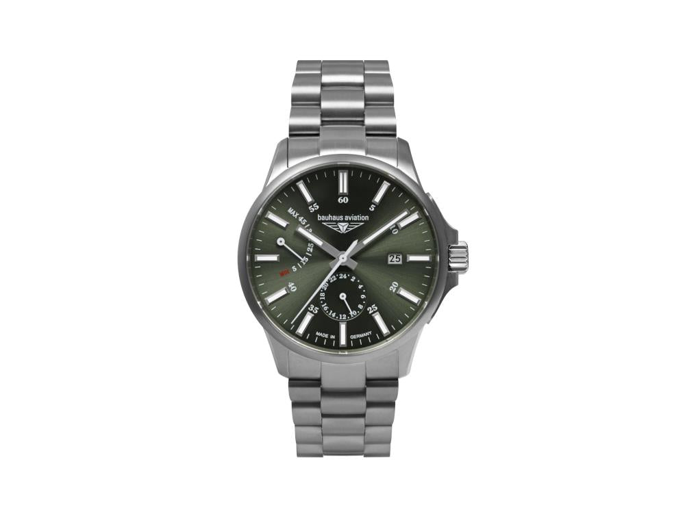 Montre Automatique Bauhaus Aviation, Titane, Vert, 42 mm, Jour, 2860M-4
