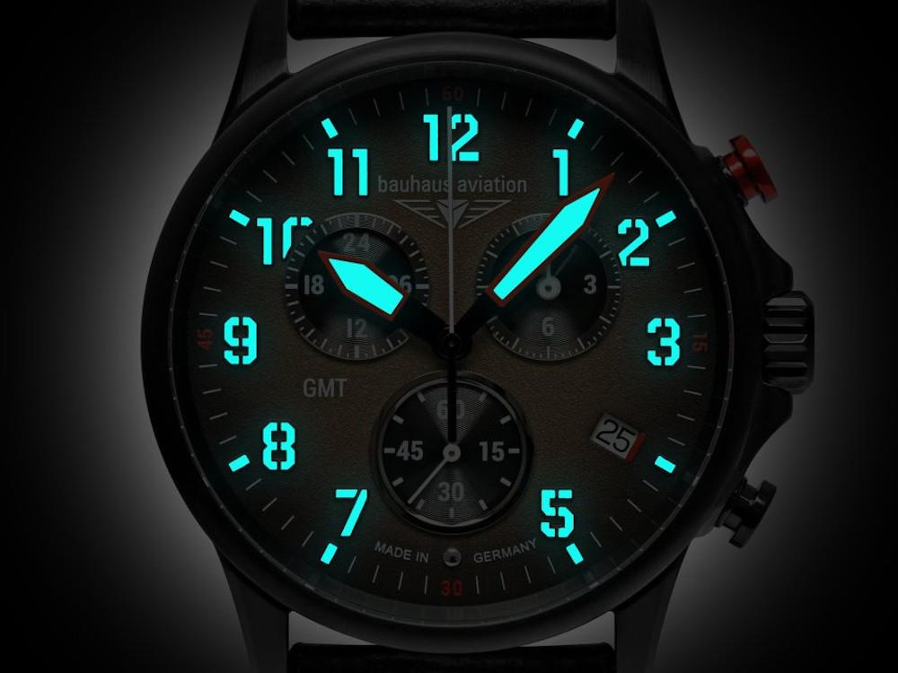 Montre à Quartz Bauhaus Aviation Blackwing, Marron, 42 mm, Chronographe, 2886-1