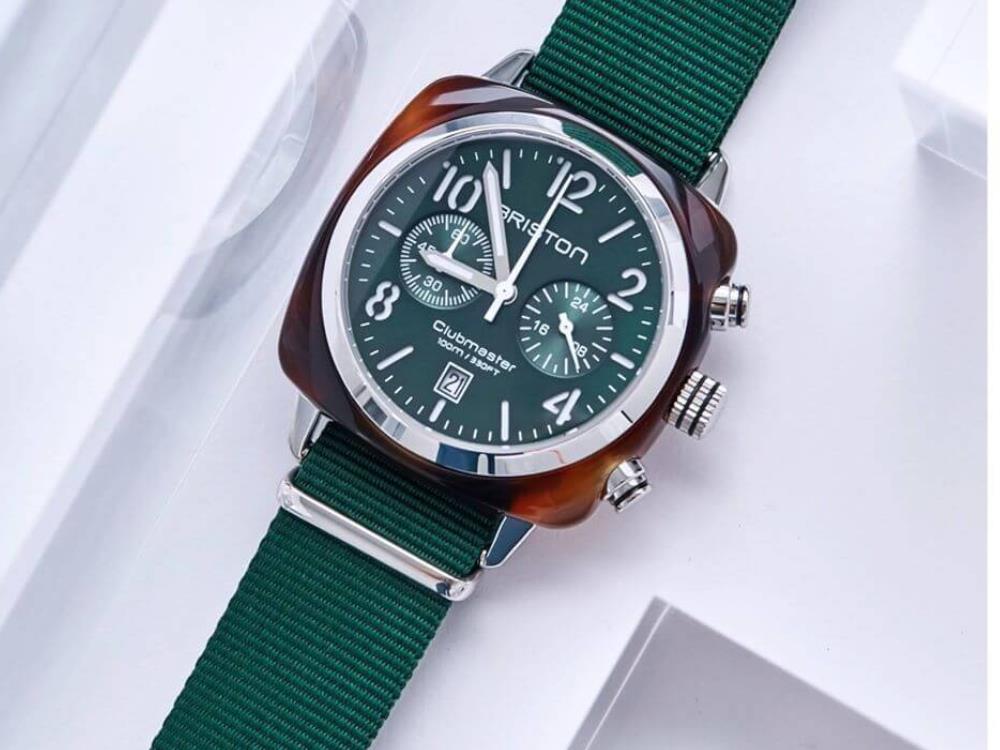 Montre à Quartz Briston Clubmaster Classic, Vert, 40 mm, 15140.SA.T.10.NBG