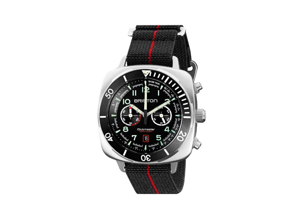 Montre à Quartz Briston Clubmaster Outdoor, Acier, Noir, 44 mm, 23144.S.O.1.EB
