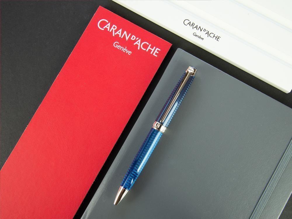 Stylo bille Caran d´Ache Léman Grand Bleu, Laque, Rhodium, 4789.168