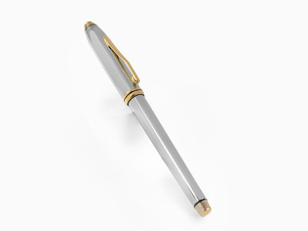 Stylo Plume Cross Townsend, Chrome, Argent, Poli, Plaqué Or 23K, 0506