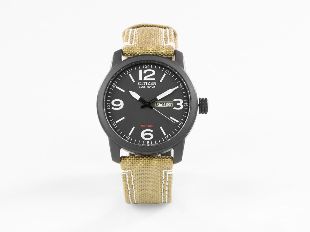 Montre à Quartz Citizen OF, Eco Drive, 42 mm, Bracelet en cuir, BM8476-23E