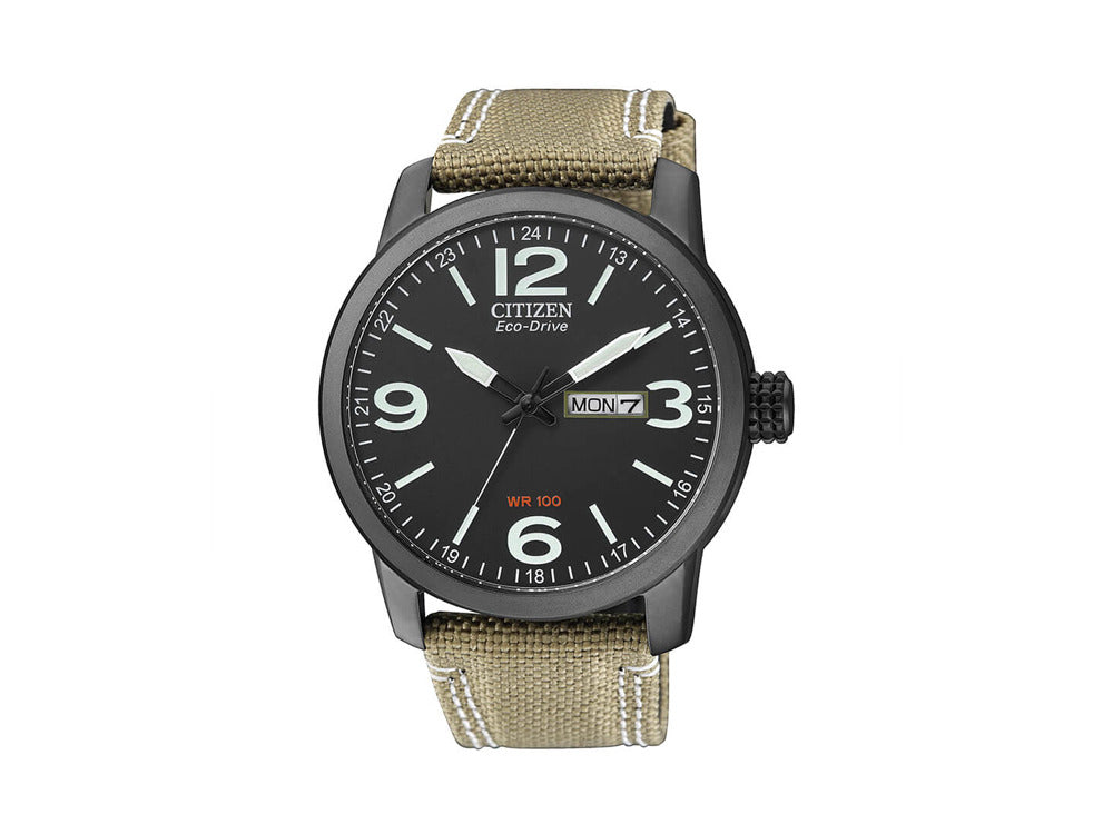 Montre à Quartz Citizen OF, Eco Drive, 42 mm, Bracelet en cuir, BM8476-23E