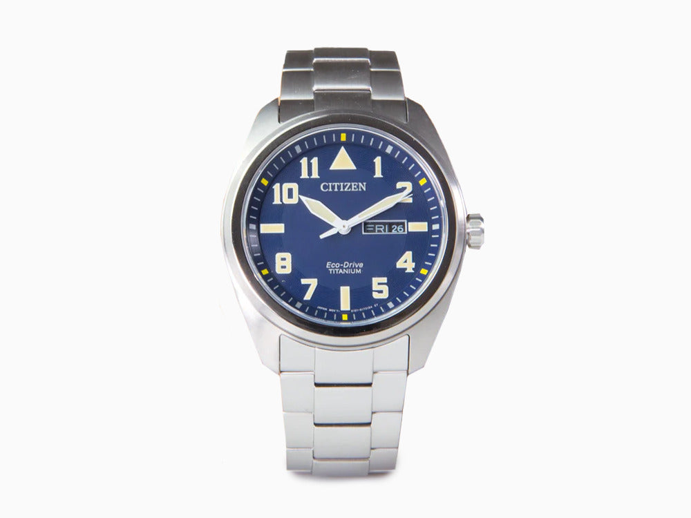 Montre à Quartz Citizen Super Titanium, Eco Drive E101, 42 mm, Bleu, BM8560-88L