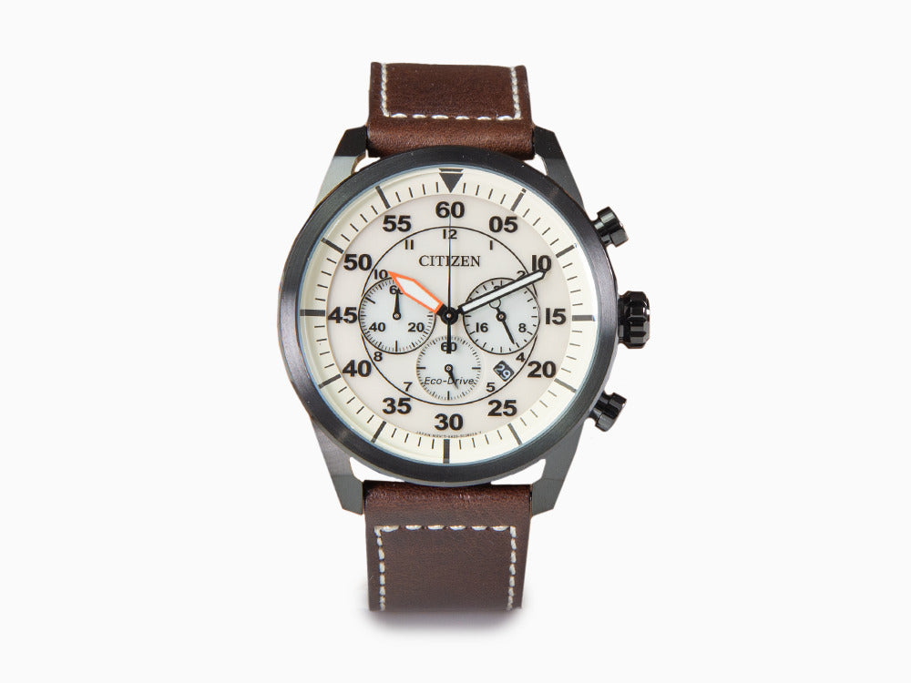 Montre à Quartz Citizen OF, Eco Drive B620, 45 mm, Bracelet en cuir, CA4215-04W