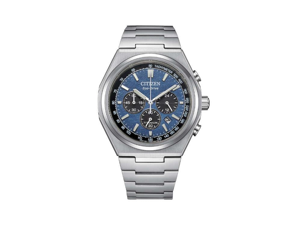 Montre à Quartz Citizen Super Titanium Chrono, B620, 42.5 mm, Bleu, CA4610-85L
