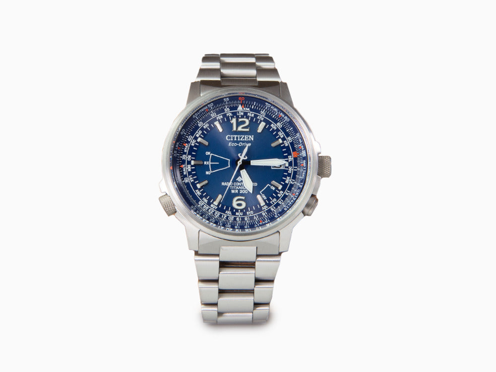 Montre à Quartz Citizen Radio Controlled Pilot Super Titanium, Bleu, CB0230-81L