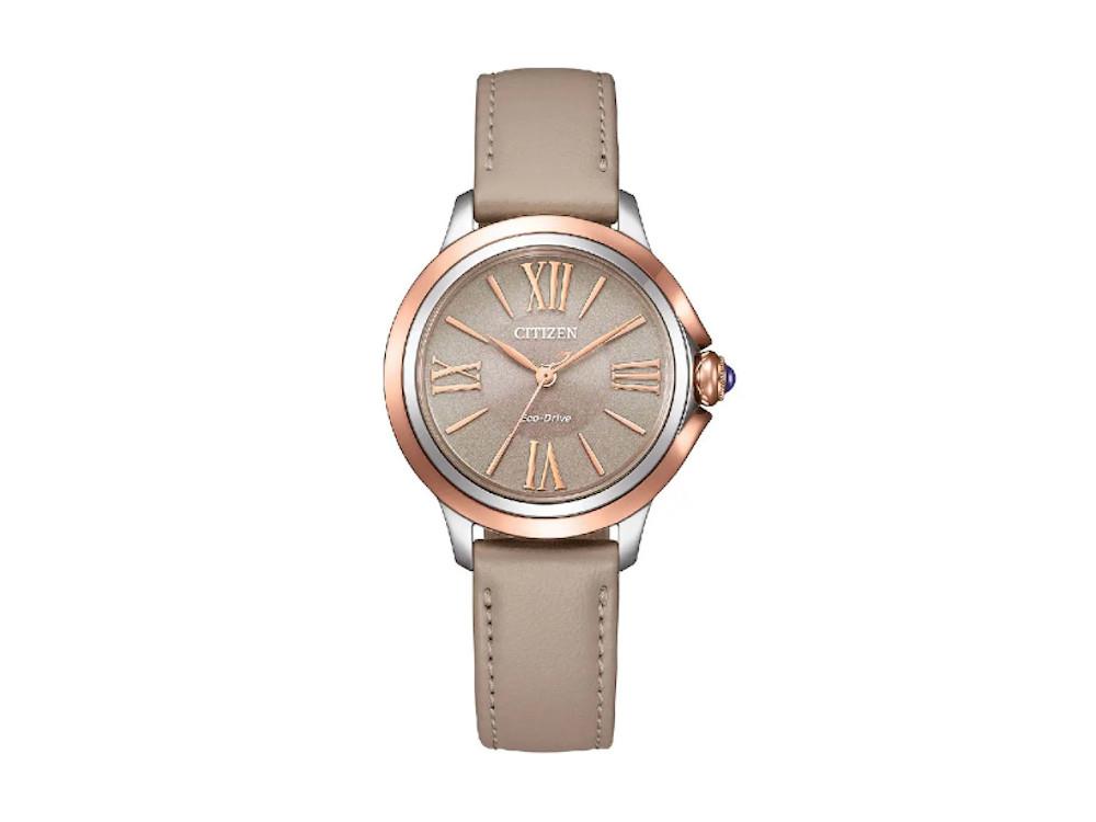 Montre à Quartz Citizen Lady, Eco Drive E031, 31.5 mm, Marron, EM1166-01Z