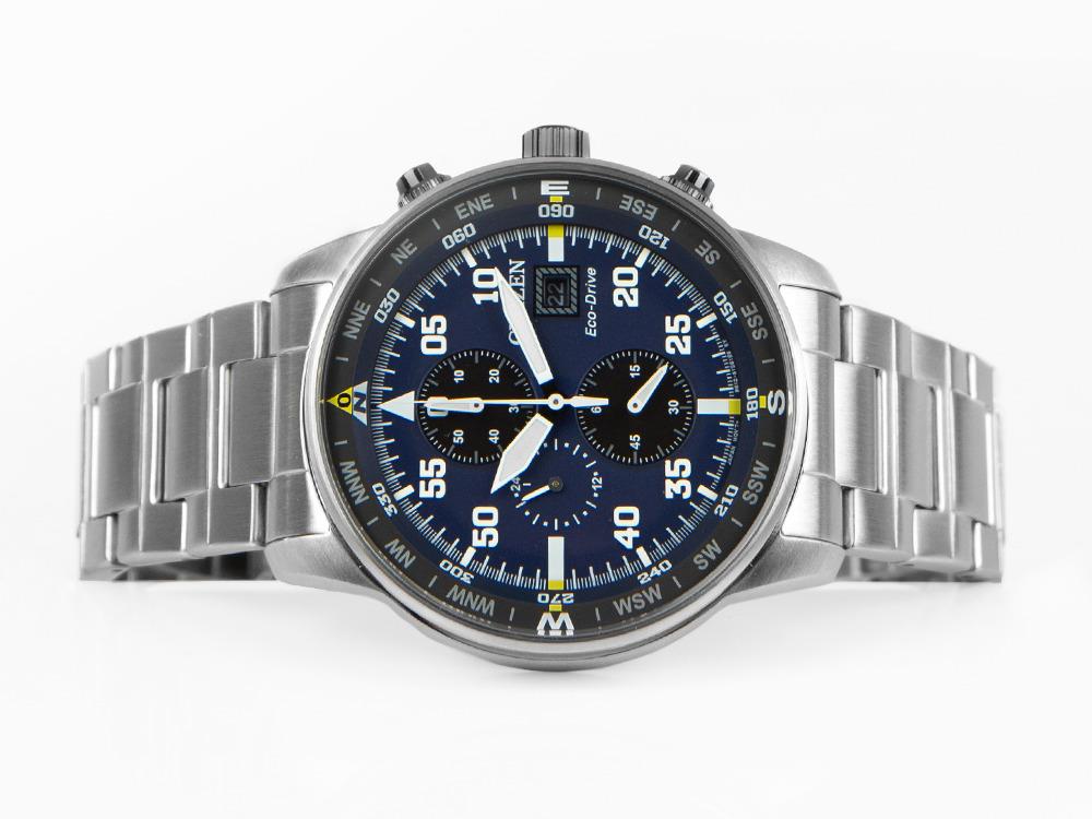 Montre à Quartz Citizen OF Crono Aviator, Eco Drive B612, 44 mm, CA0690-88L