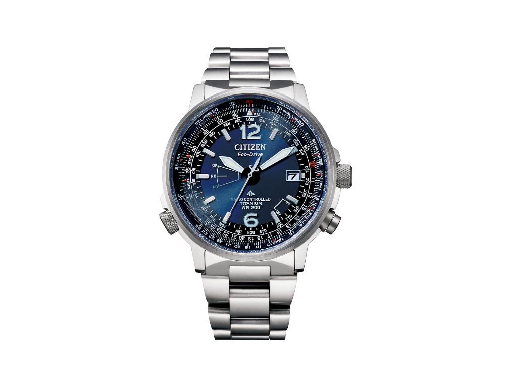 Montre à Quartz Citizen Radio Controlled Pilot Super Titanium, Bleu, CB0230-81L