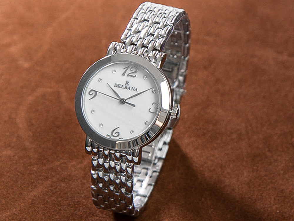 Montre à Quartz Delbana Dress Villanova, Blanc Nacre, 32 mm, 41701.613.1.514