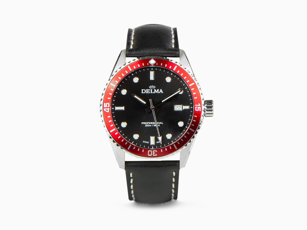 Montre à Quartz Delma Diver Cayman, Noir, 42 mm, 20 atm, 41601.708.6.036