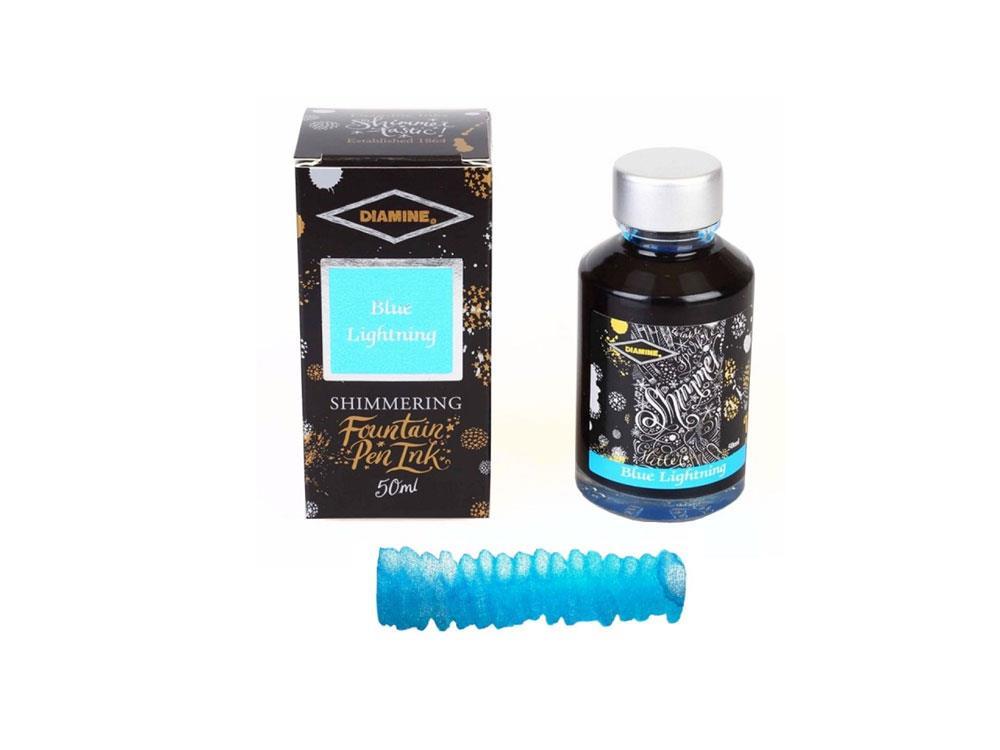 Encrier Diamine Shimmering Blue Lightning, 50ml, Verre