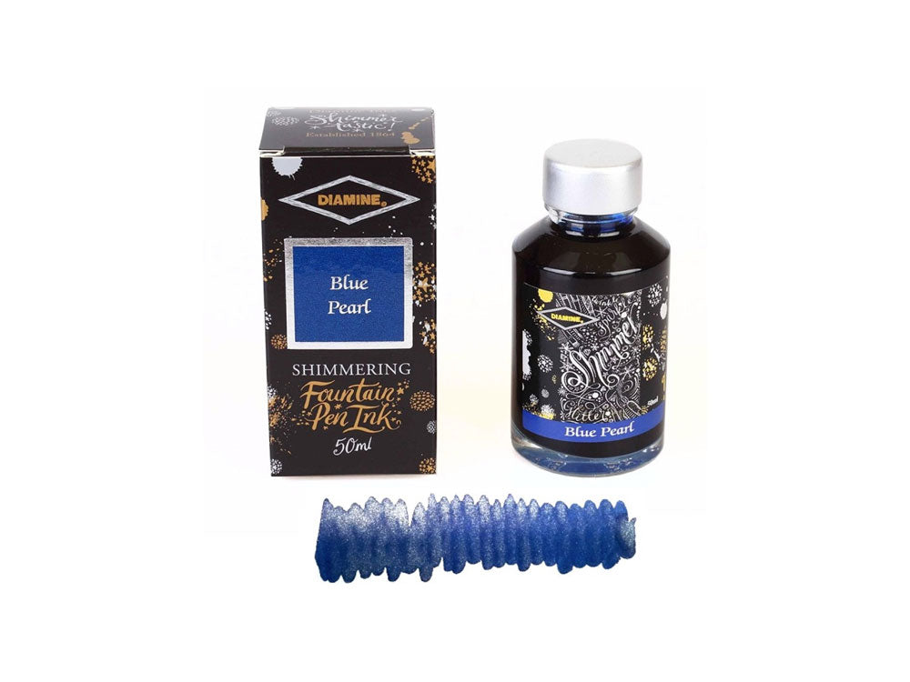 Encrier Diamine Shimmering Blue Pearl, 50ml, Verre