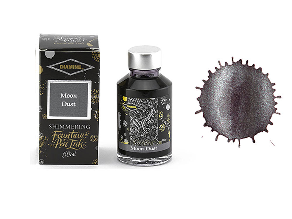 Encrier Diamine Shimmering Moon Dust, 50ml, Gris, Verre